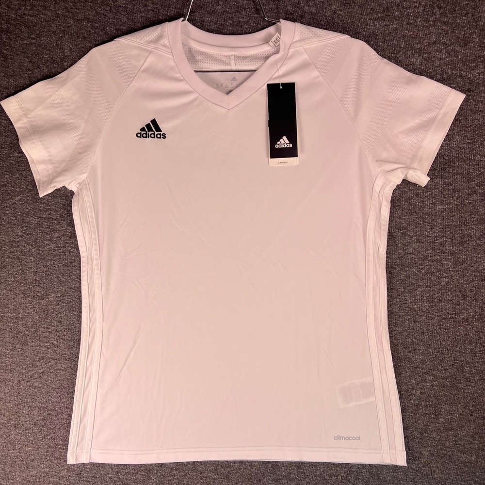 Adidas Tiro 17 Jersey Women's Medium White Short Sleeve ClimaCool Training Shirt - Picture 6 of 16